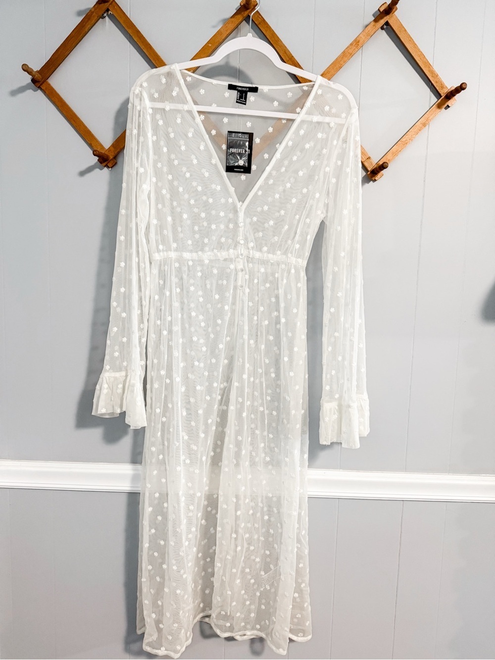 NWT Sheer Embroidered Overlay Dress Top Cover Up